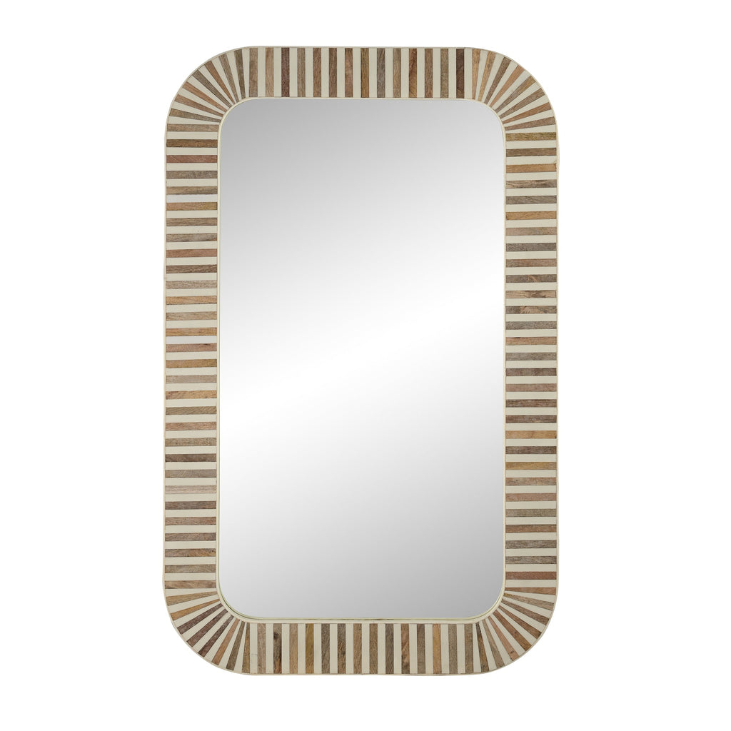 Natural Bone Inlay and Mango Wood Striped Mirror