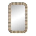 Natural Bone Inlay and Mango Wood Striped Mirror