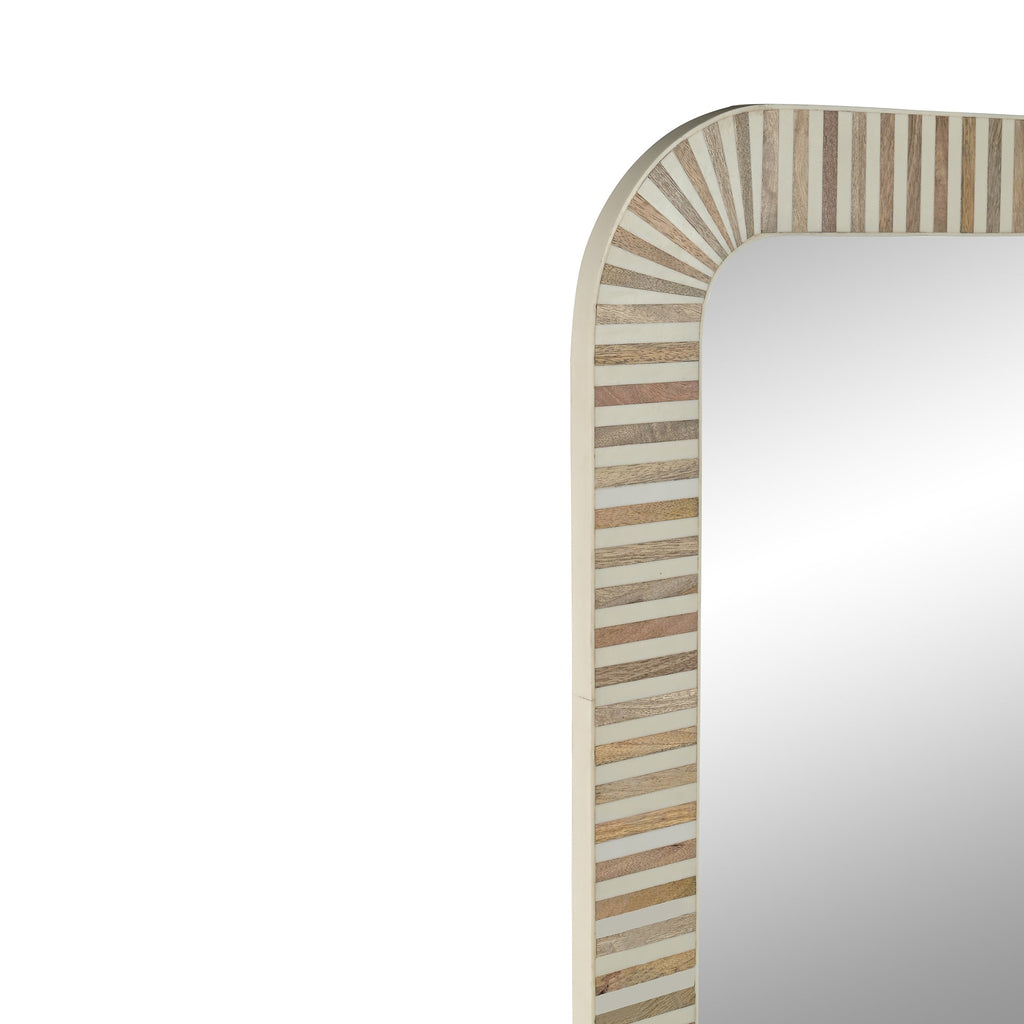 Natural Bone Inlay and Mango Wood Striped Mirror