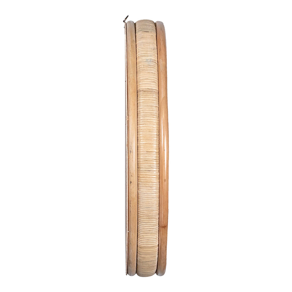 Round 30 Wide Natural Rattan Mirror