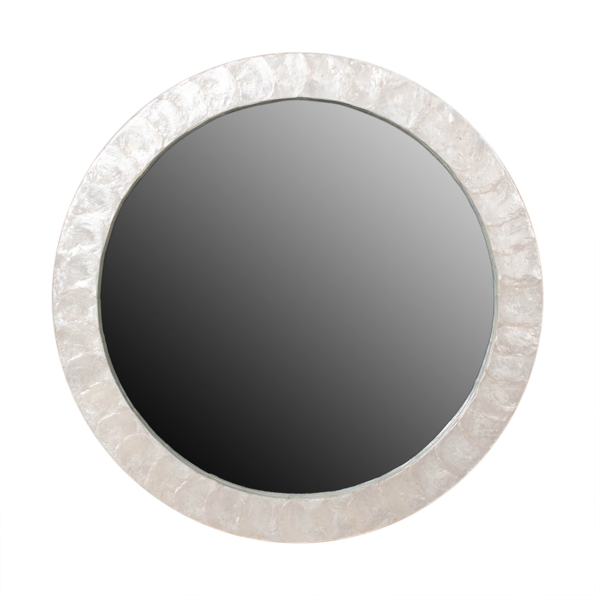 Round 30 Wide Natural Capiz Shell Frame Mirror