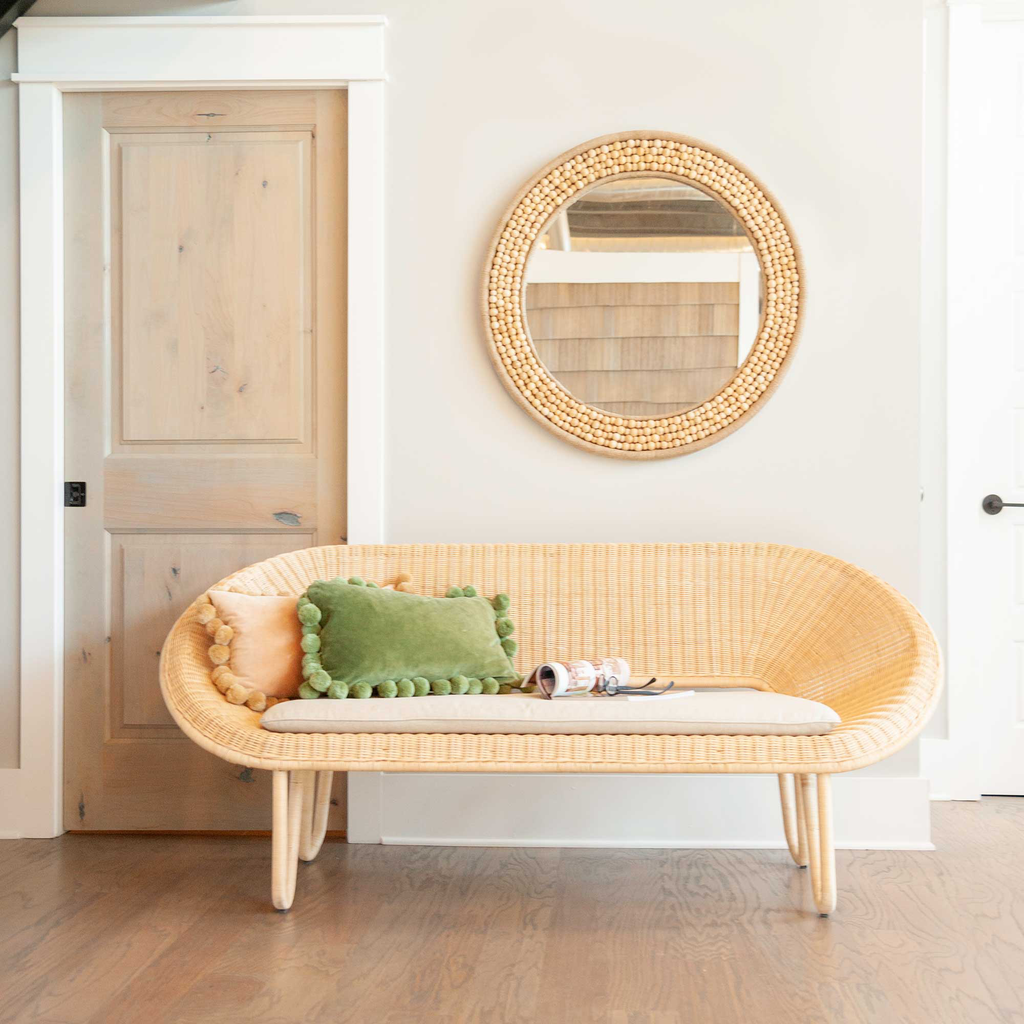 Round 34.5 Wide Wooden Bead Mirror