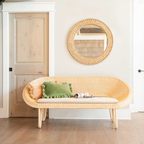 Round 34.5 Wide Wooden Bead Mirror