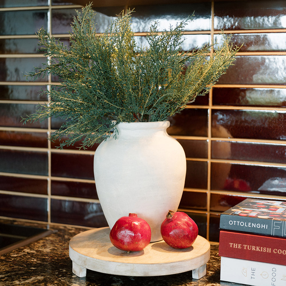 20 Realistic Faux Evergreen Cedar Branches with Hand-Painted Details, Set of 6