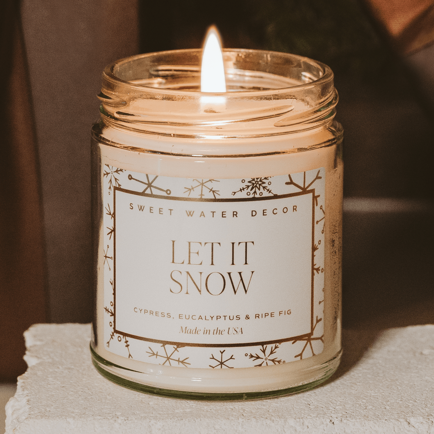 Let It Snow Soy Candle - Patterned 9 oz Clear Jar