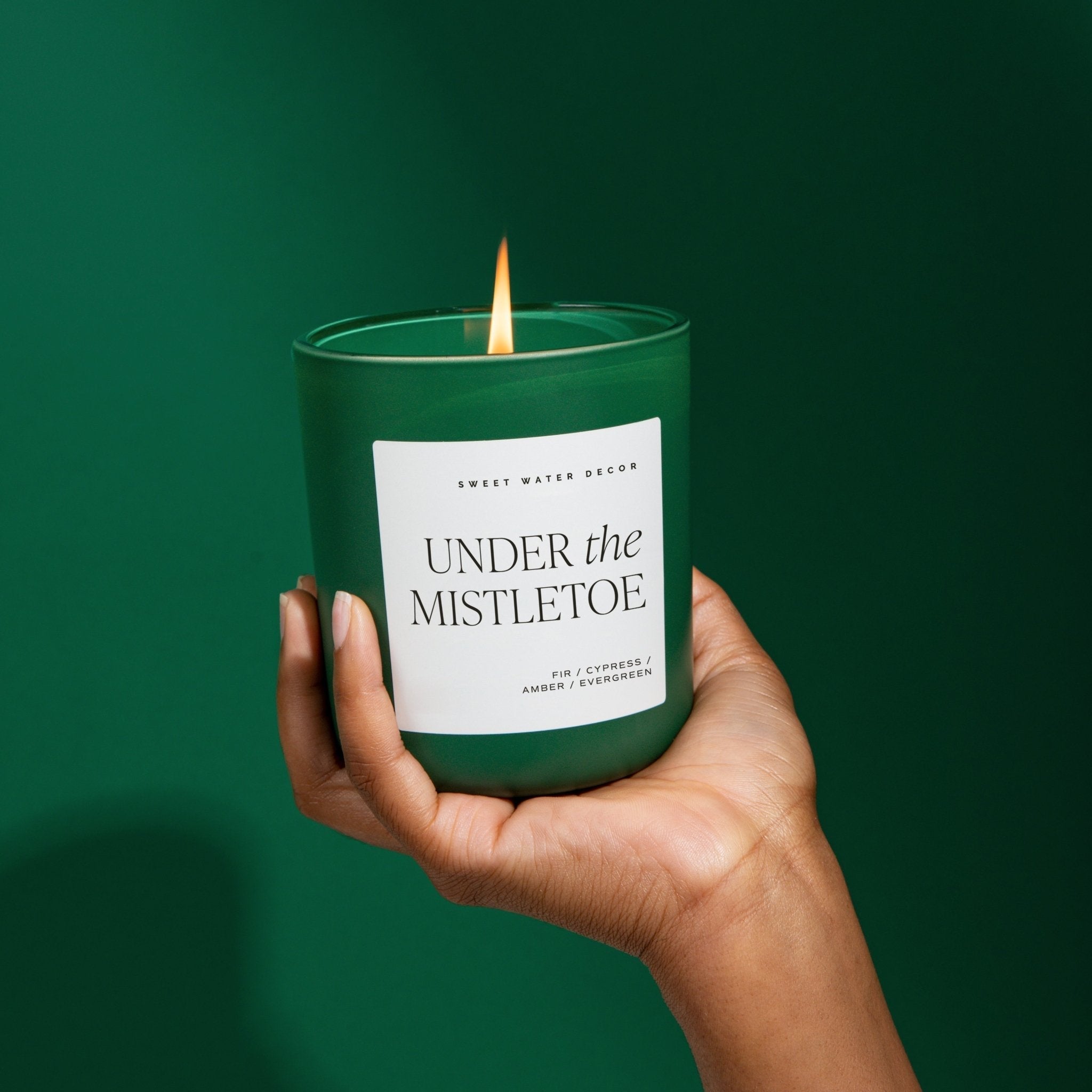 Under the Mistletoe Soy Candle - Green Matte Jar - 15 oz (Fraser Fir)