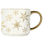 Gold Snowflakes 14oz. Gold Handle Coffee Mug