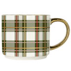 Green Plaid 14oz. Gold Handle Coffee Mug