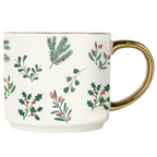 Holiday Greenery 14oz. Gold Handle Coffee Mug