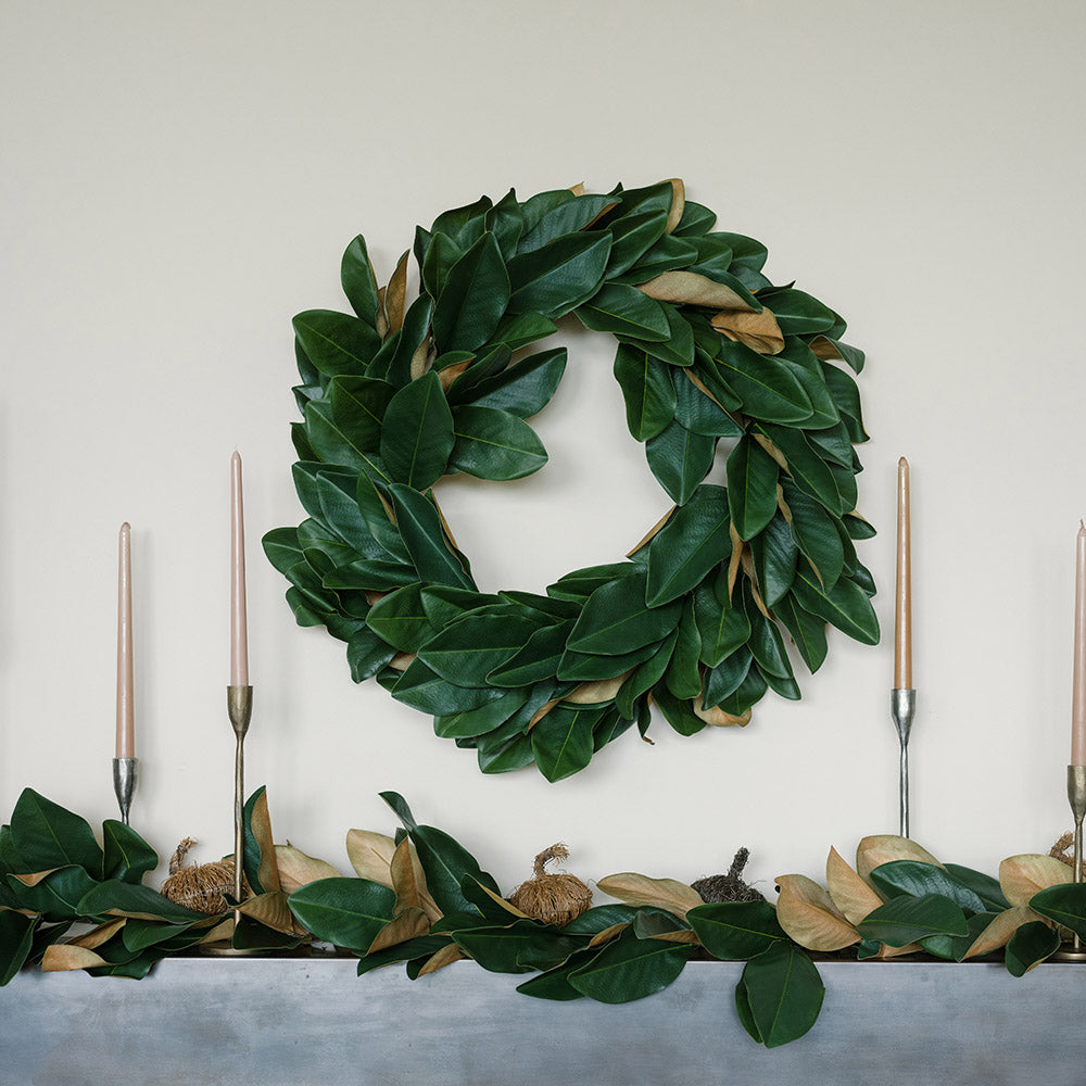 30 Lush Artificial Magnolia Leaf Wreath