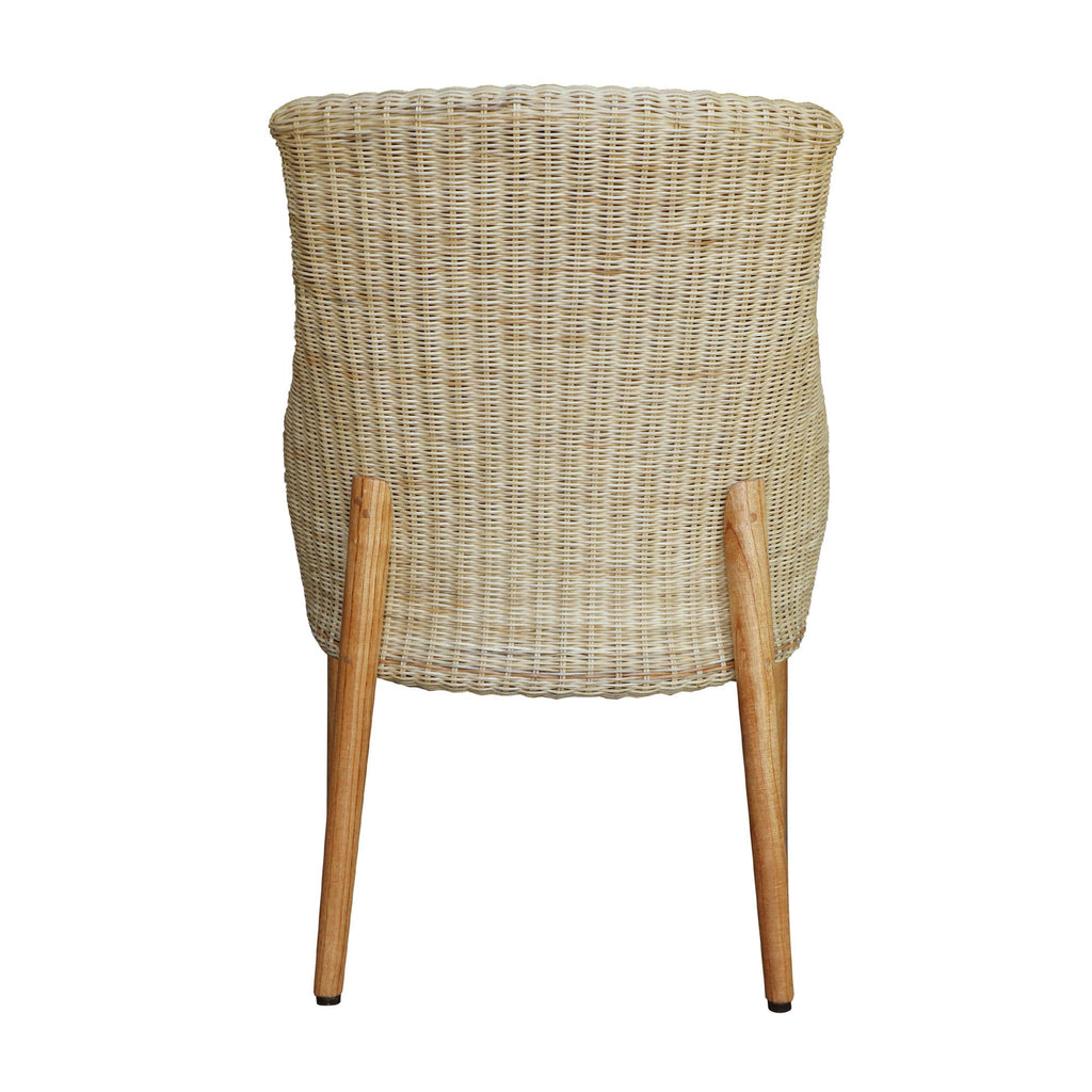 Woven Natural Rattan Dining Chair with Cushion, Set of 2