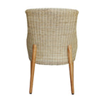 Woven Natural Rattan Dining Chair with Cushion, Set of 2