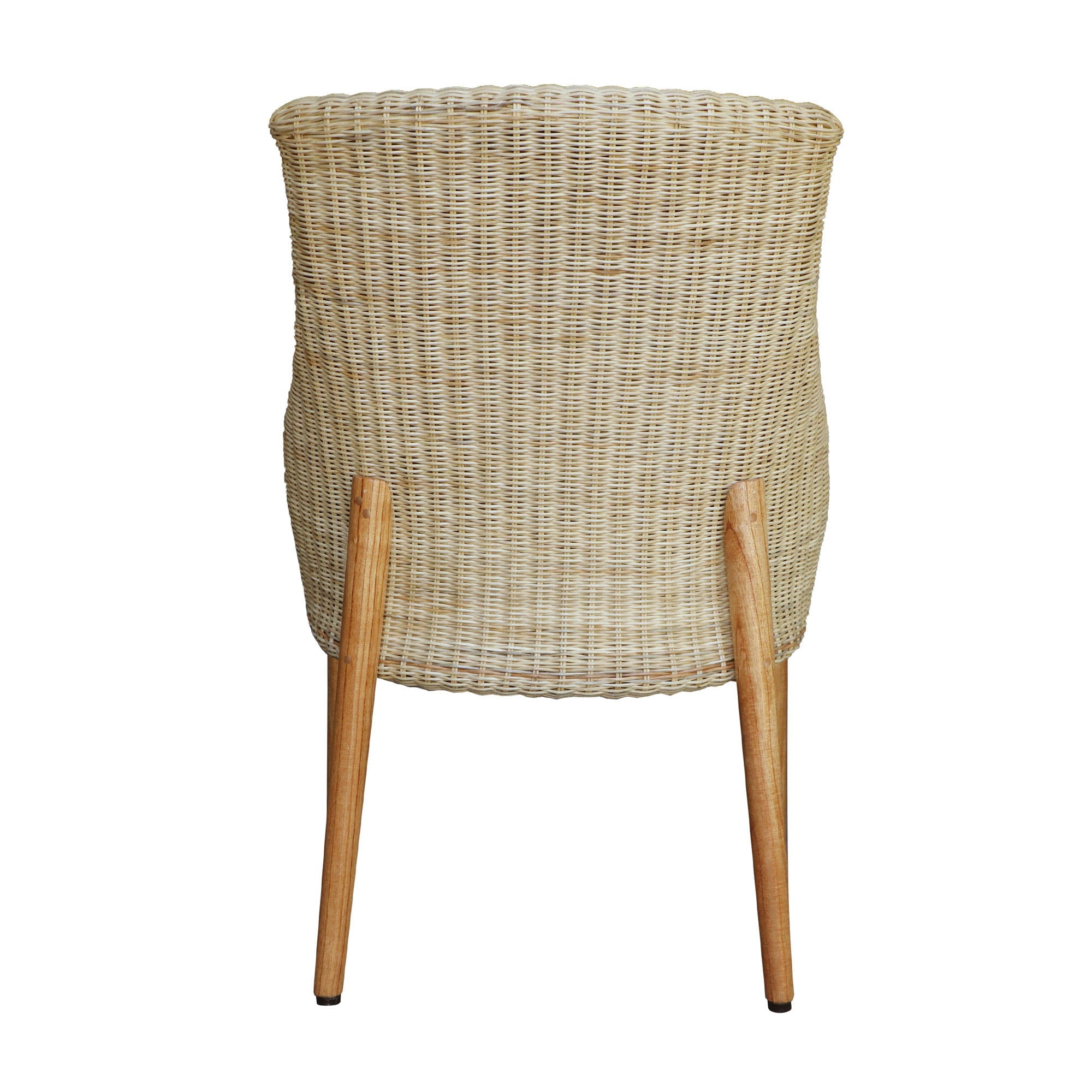 Woven Natural Rattan Dining Chair with Cushion, Set of 2
