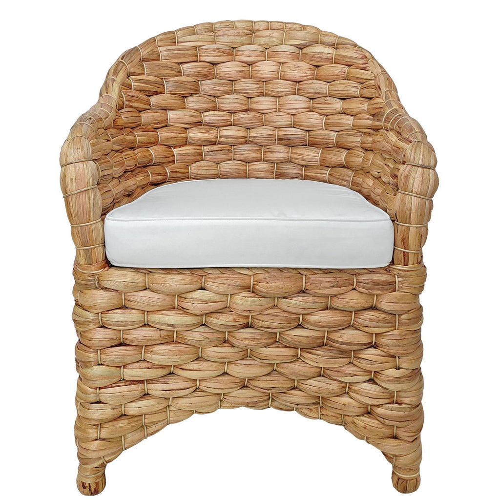 Wide Weave Natural Water Hyacinth Dining Chair