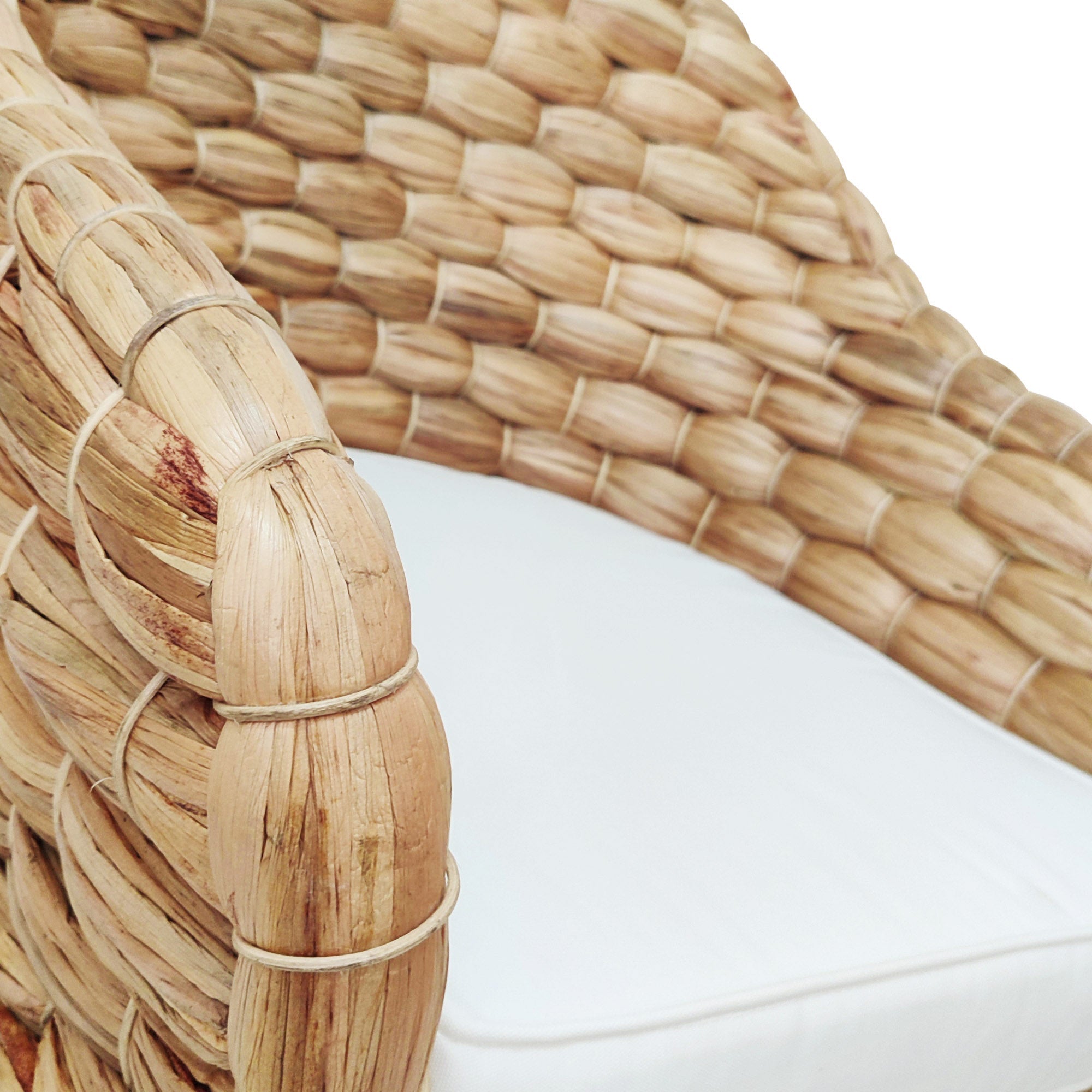 Wide Weave Natural Water Hyacinth Dining Chair