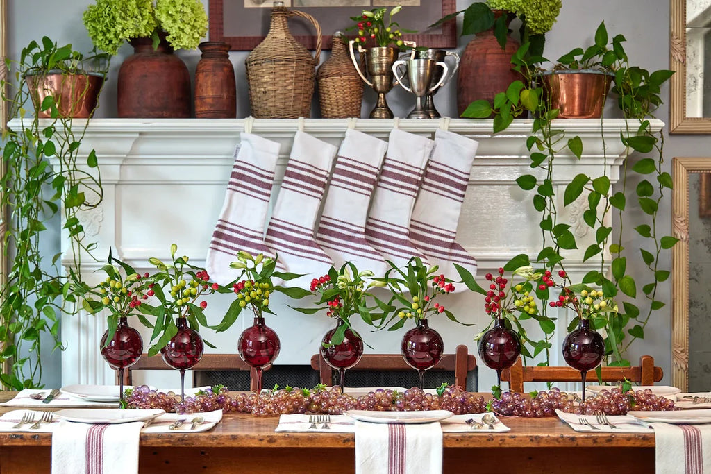 Vintage Stripe Holiday Stocking, Set of 2