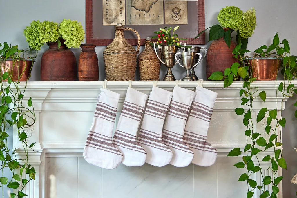 Vintage Stripe Holiday Stocking, Set of 2