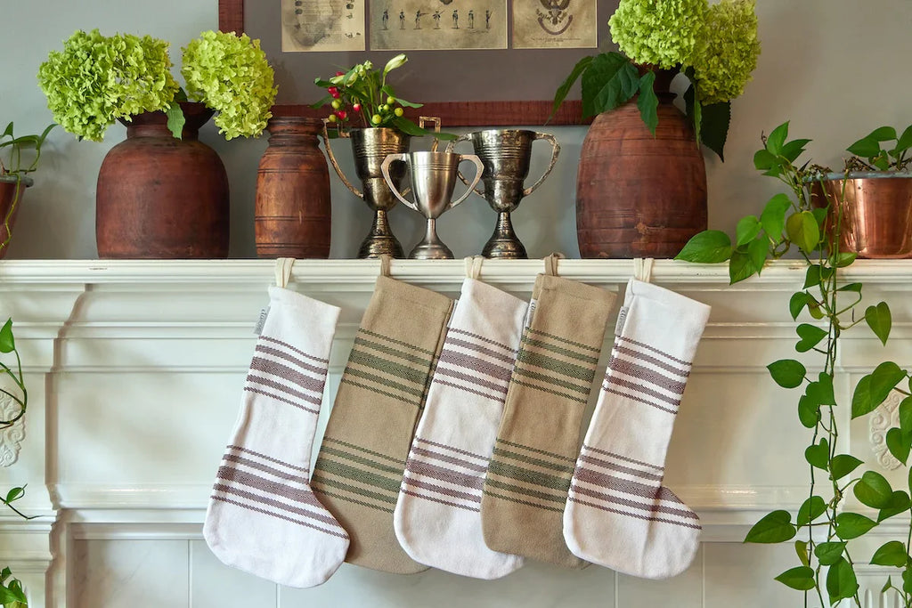 Vintage Stripe Holiday Stocking, Set of 2