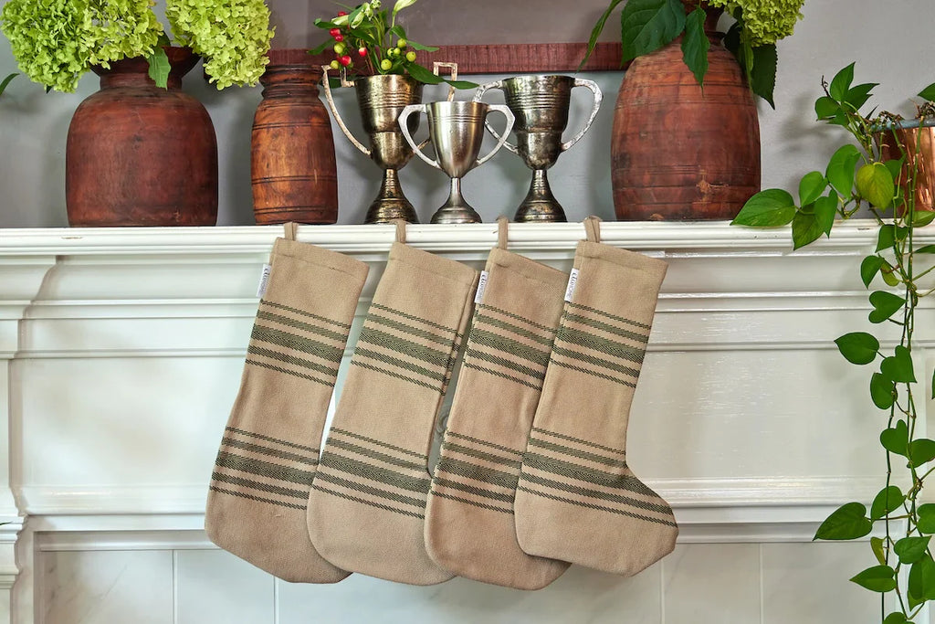 Vintage Stripe Holiday Stocking, Set of 2