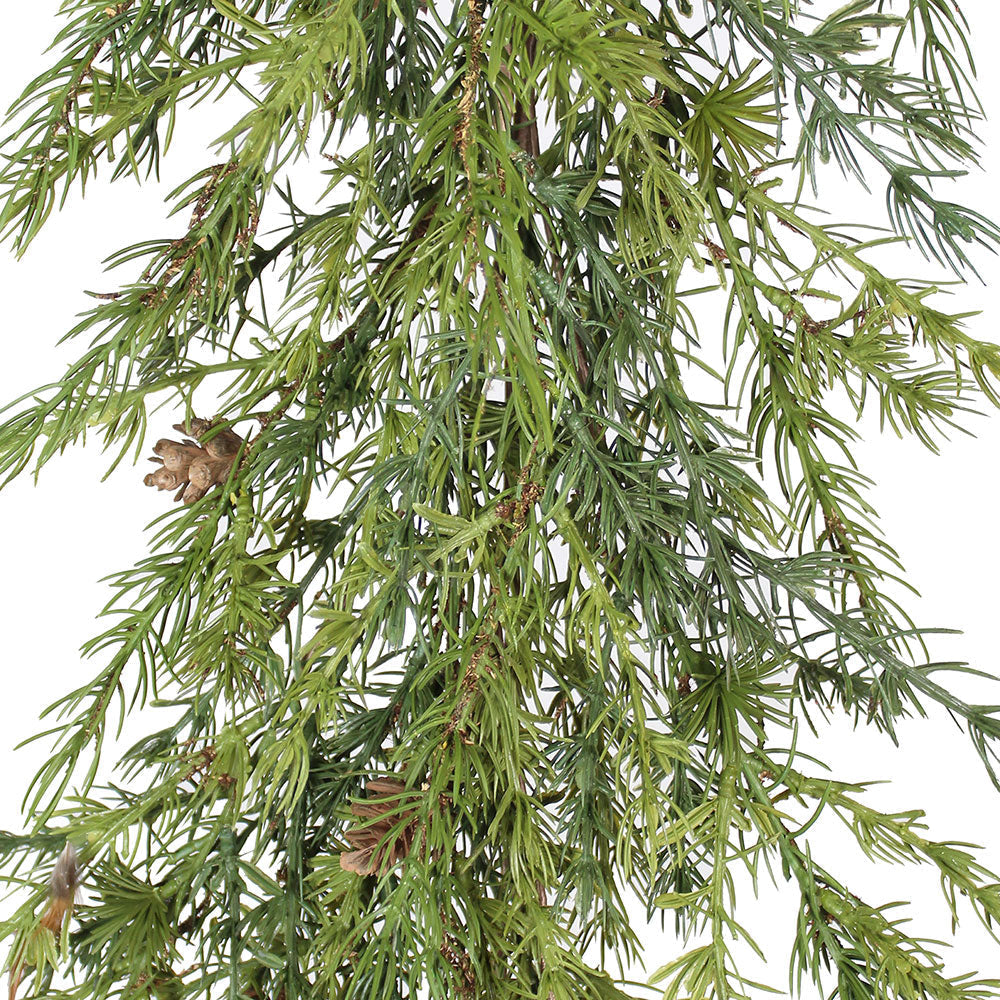 9' Natural-Looking Artificial Pine Garland with Pinecones