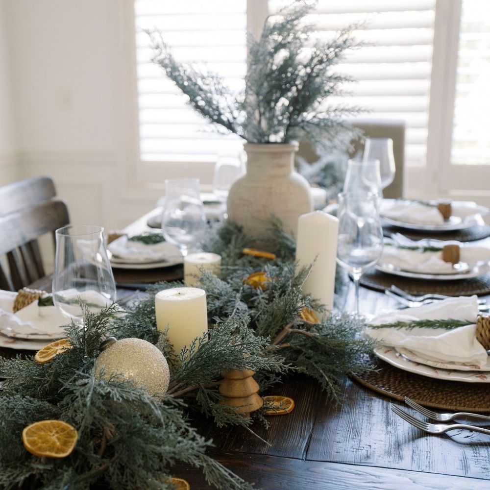 9' Flocked Cedar Garland with Lifelike Frosted Branches