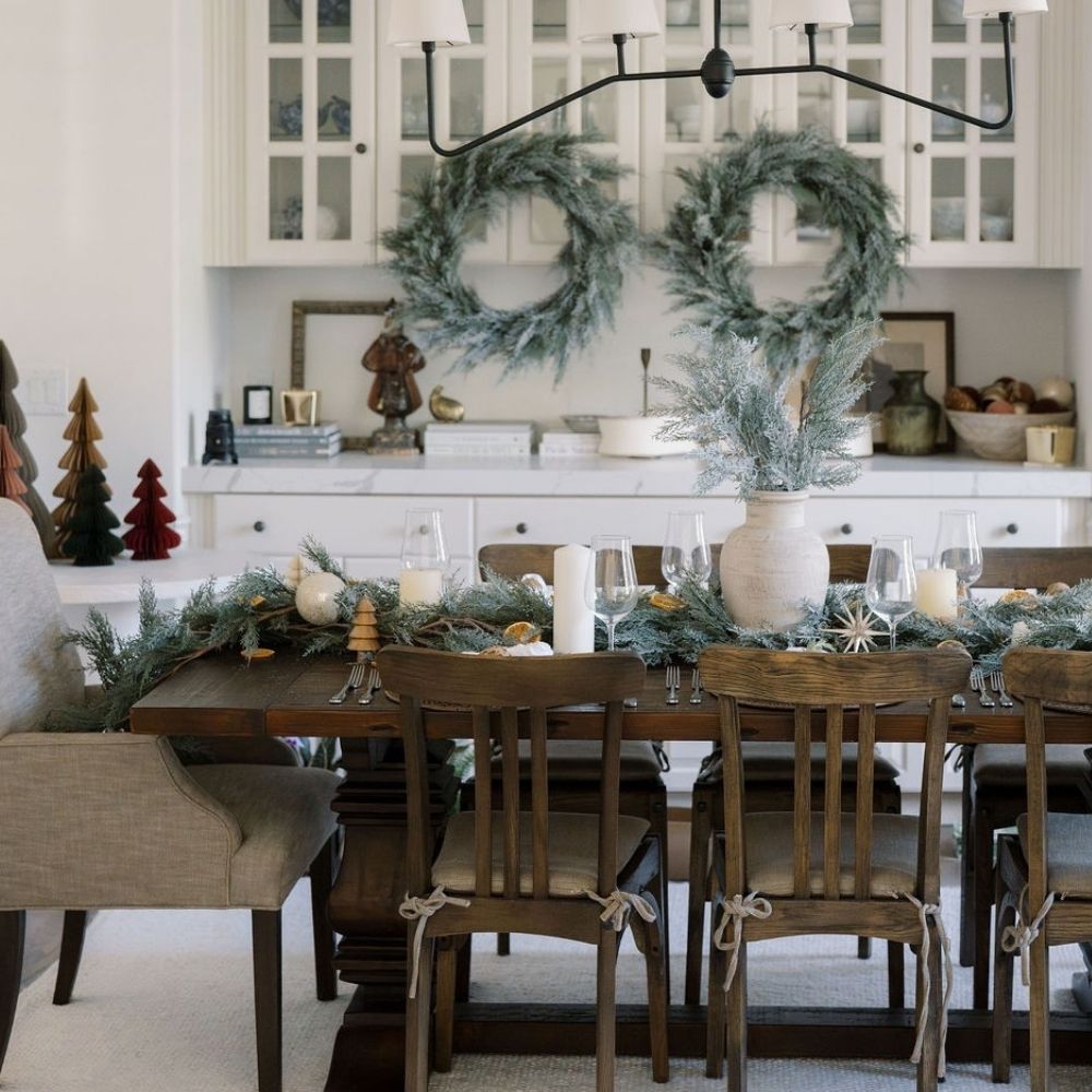 9' Flocked Cedar Garland with Lifelike Frosted Branches