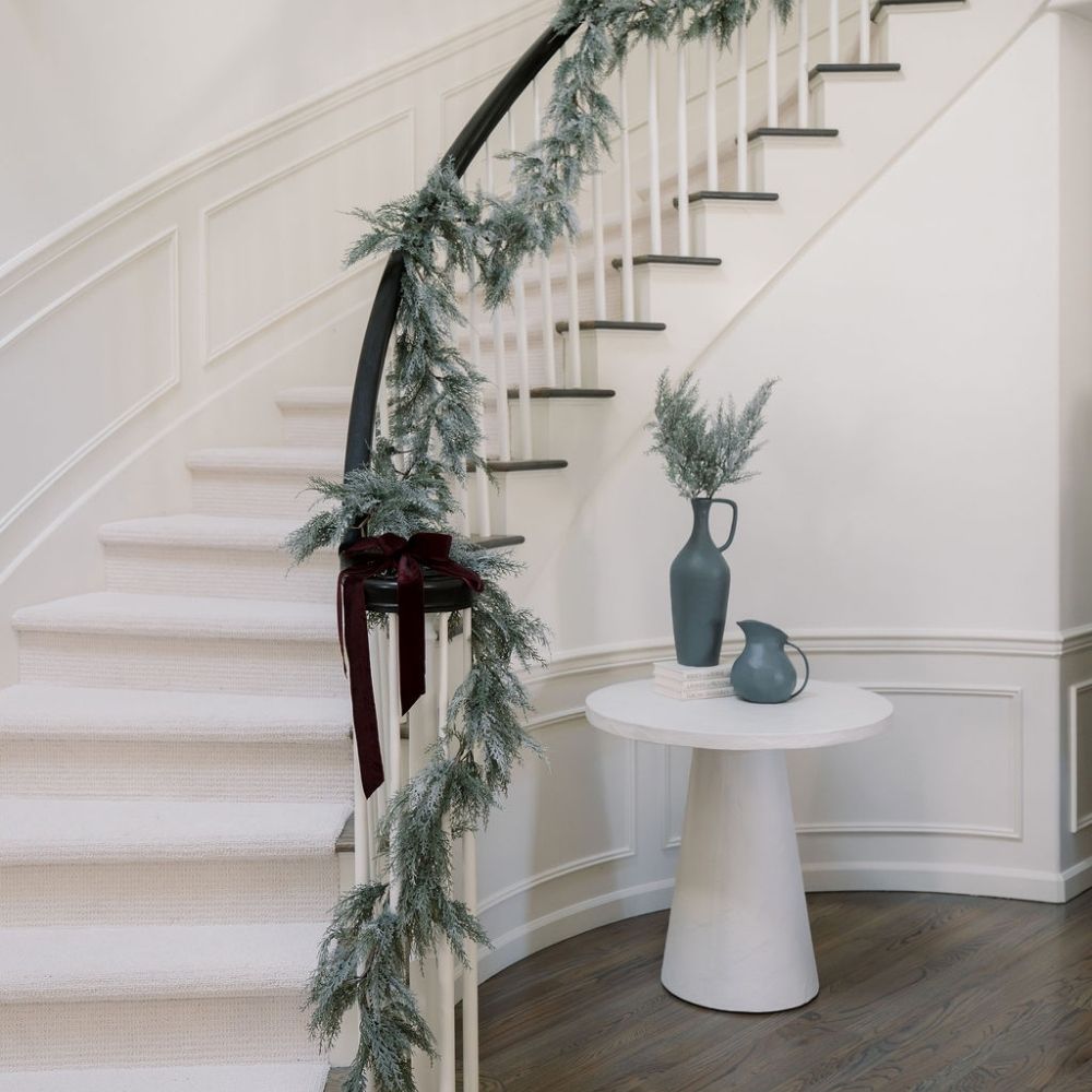 9' Flocked Cedar Garland with Lifelike Frosted Branches