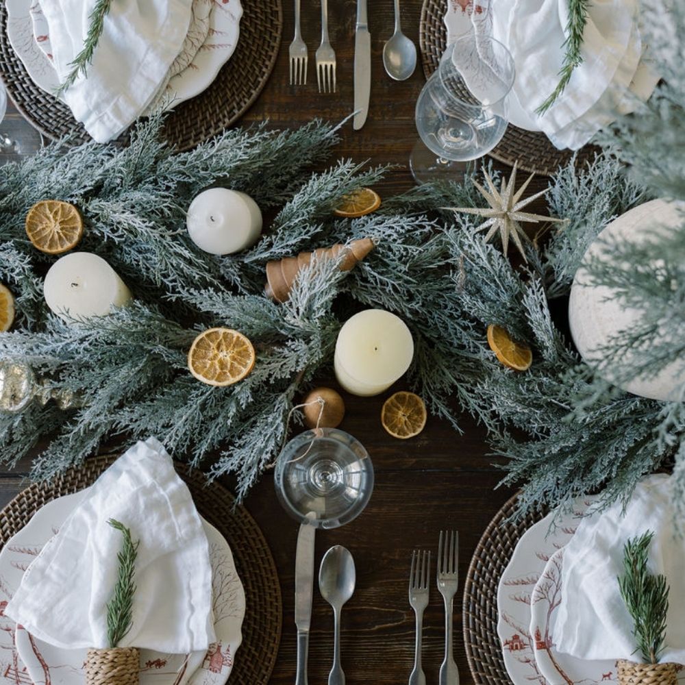 9' Flocked Cedar Garland with Lifelike Frosted Branches