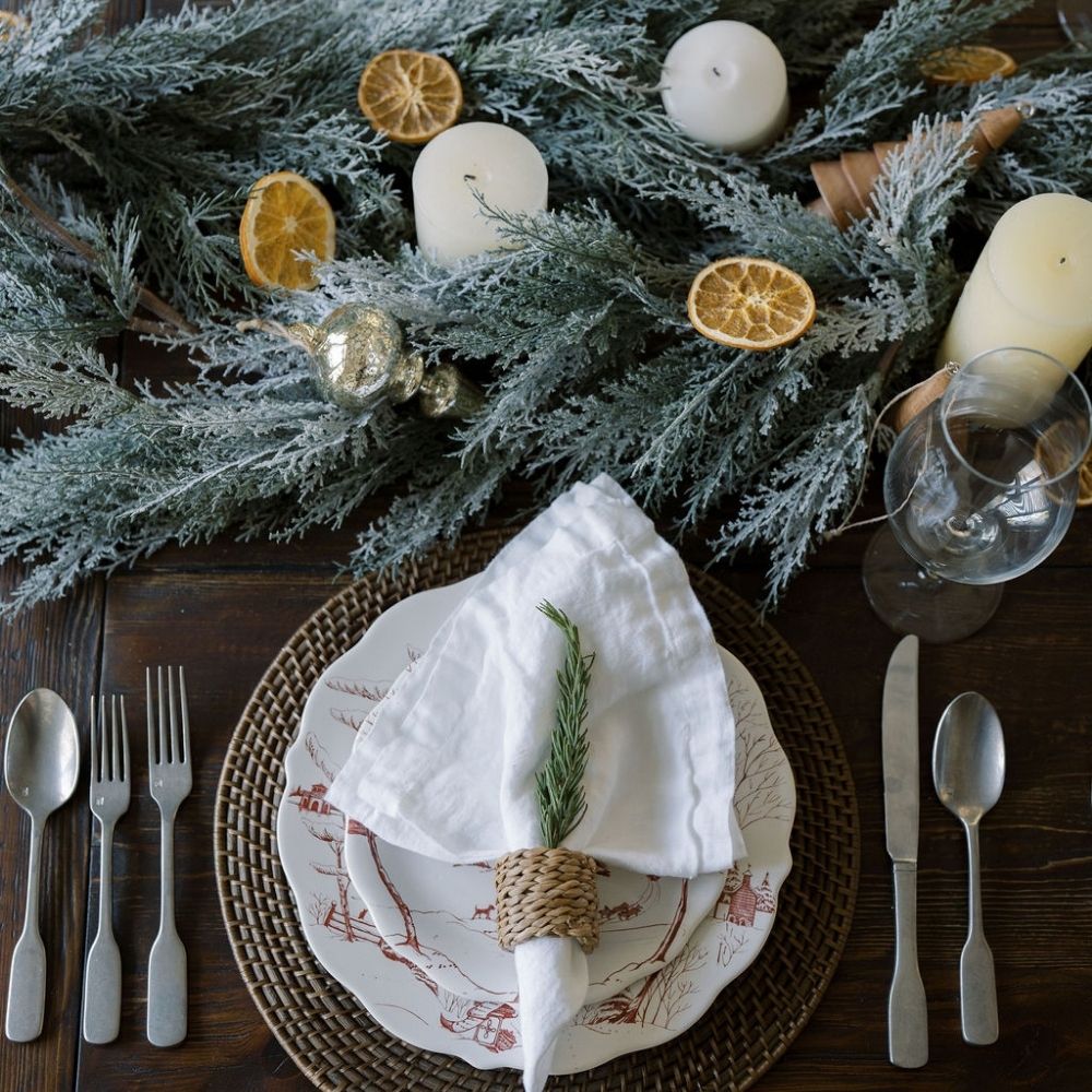 9' Flocked Cedar Garland with Lifelike Frosted Branches