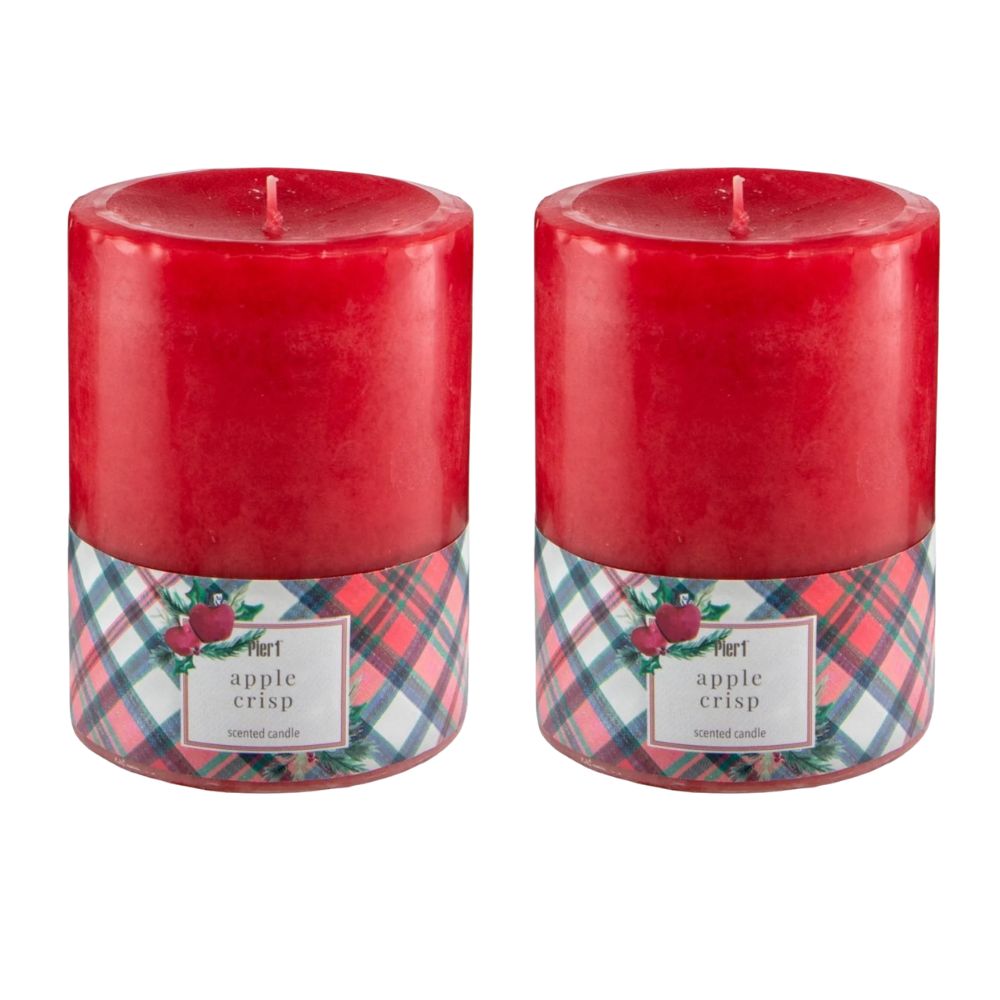 Pier 1 Apple Crisp 3x4 PIllar Candle, Set of 2