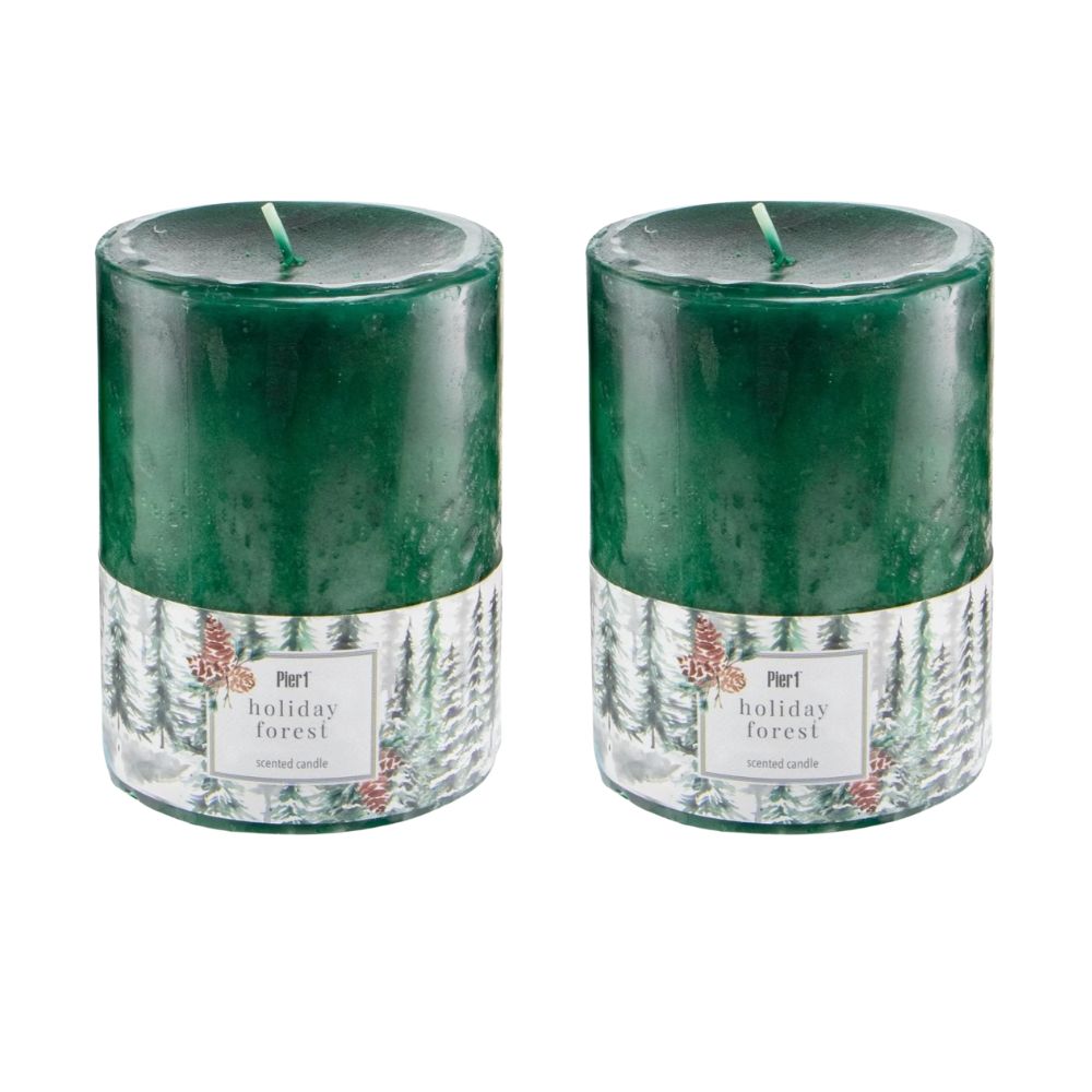 Pier 1 Holiday Forest 3x4 Pillar Candle, Set of 2