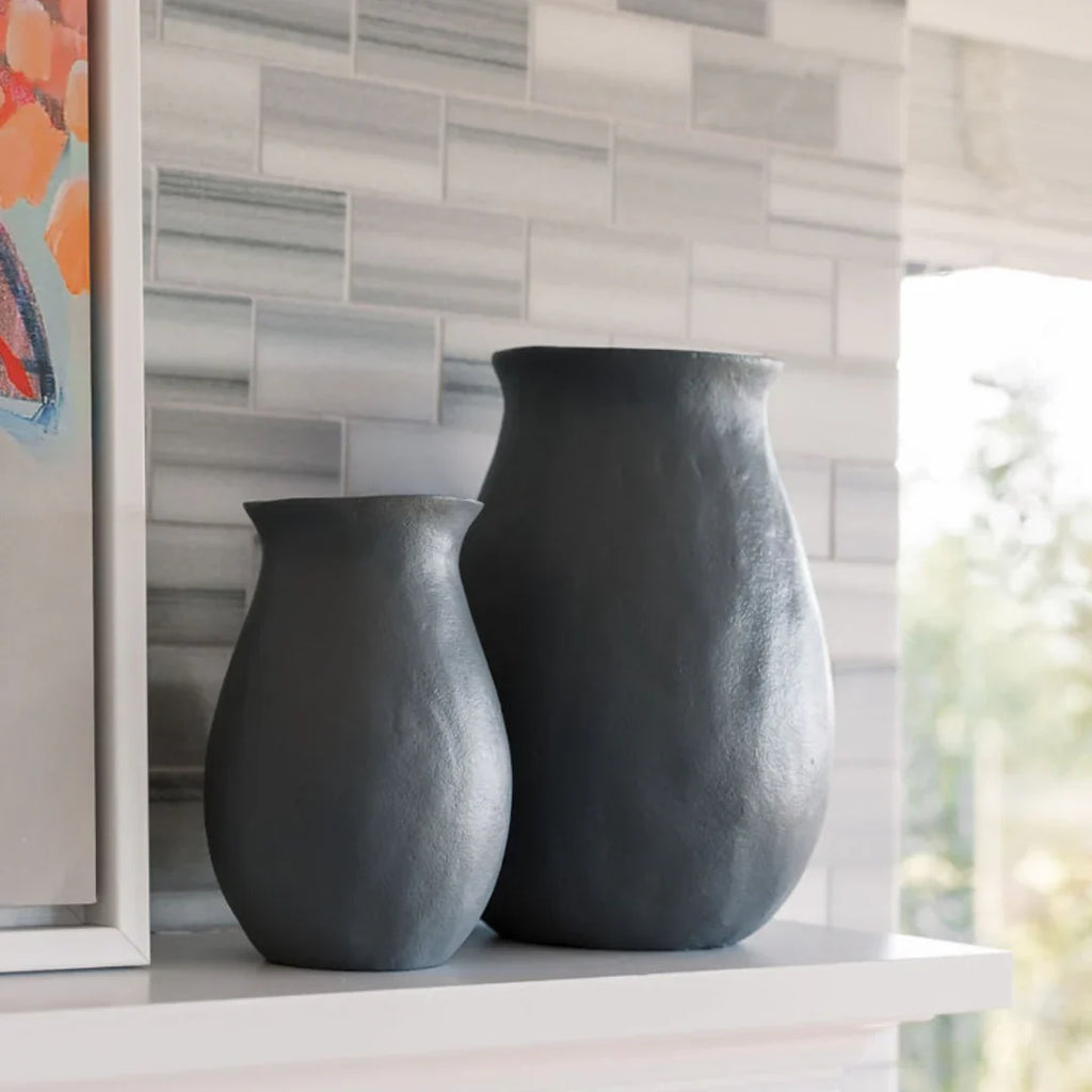 Handcrafted Warm Grey Aluminum Vase