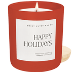 Happy Holidays Soy Candle - Red Matte Jar - 15 oz (Christmas)