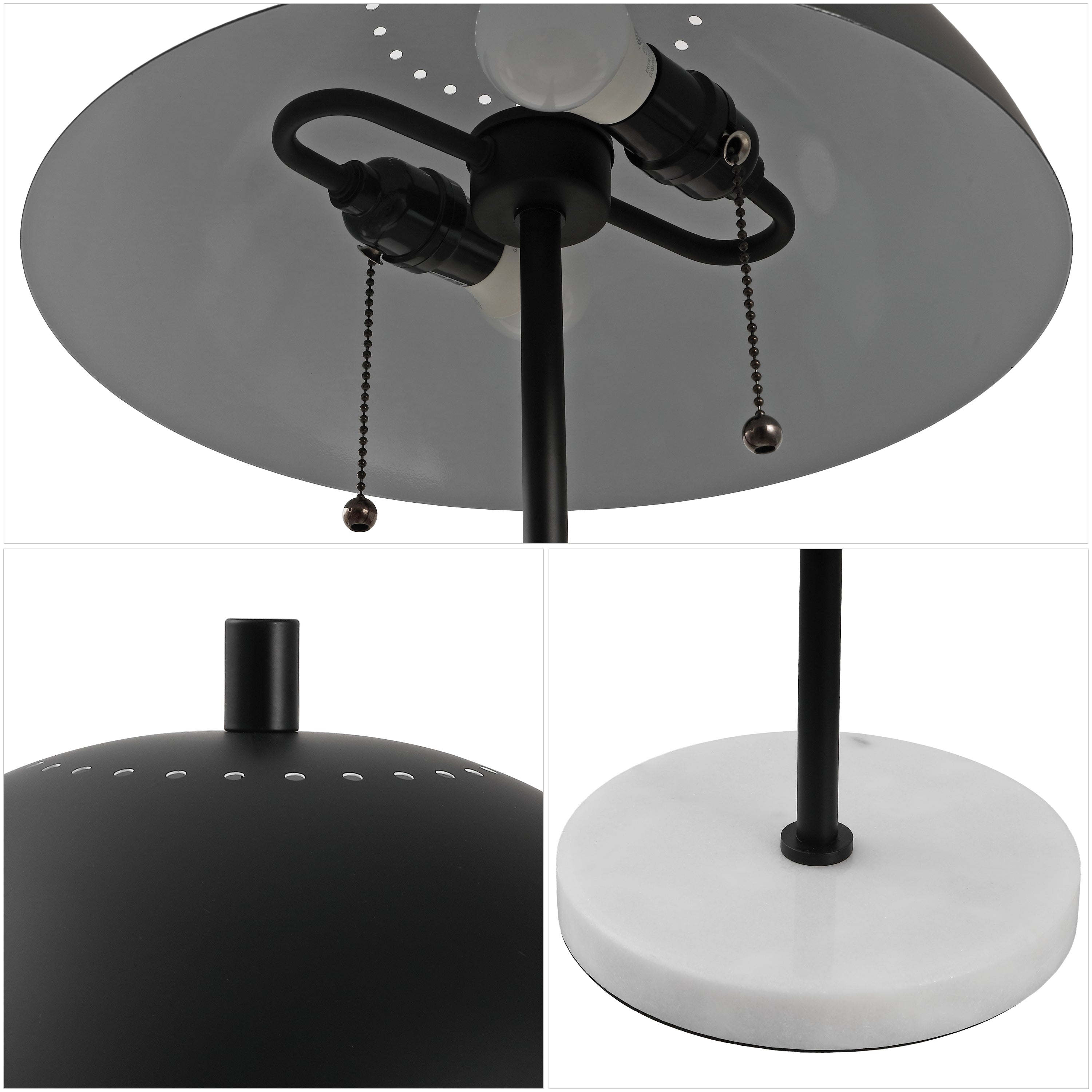 Ella 20.7 Dome Metal with Marble Base LED Table Lamp