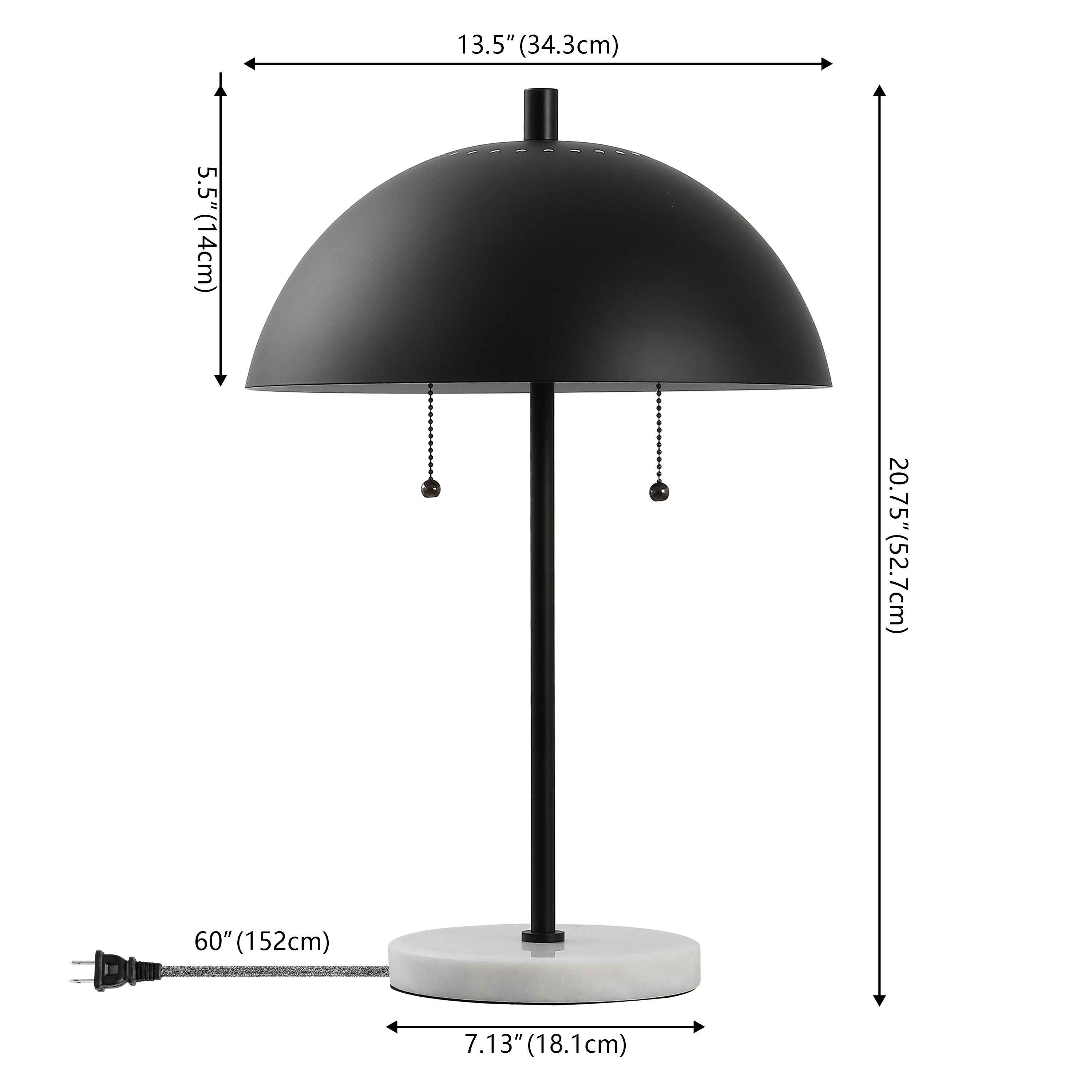 Ella 20.7 Dome Metal with Marble Base LED Table Lamp