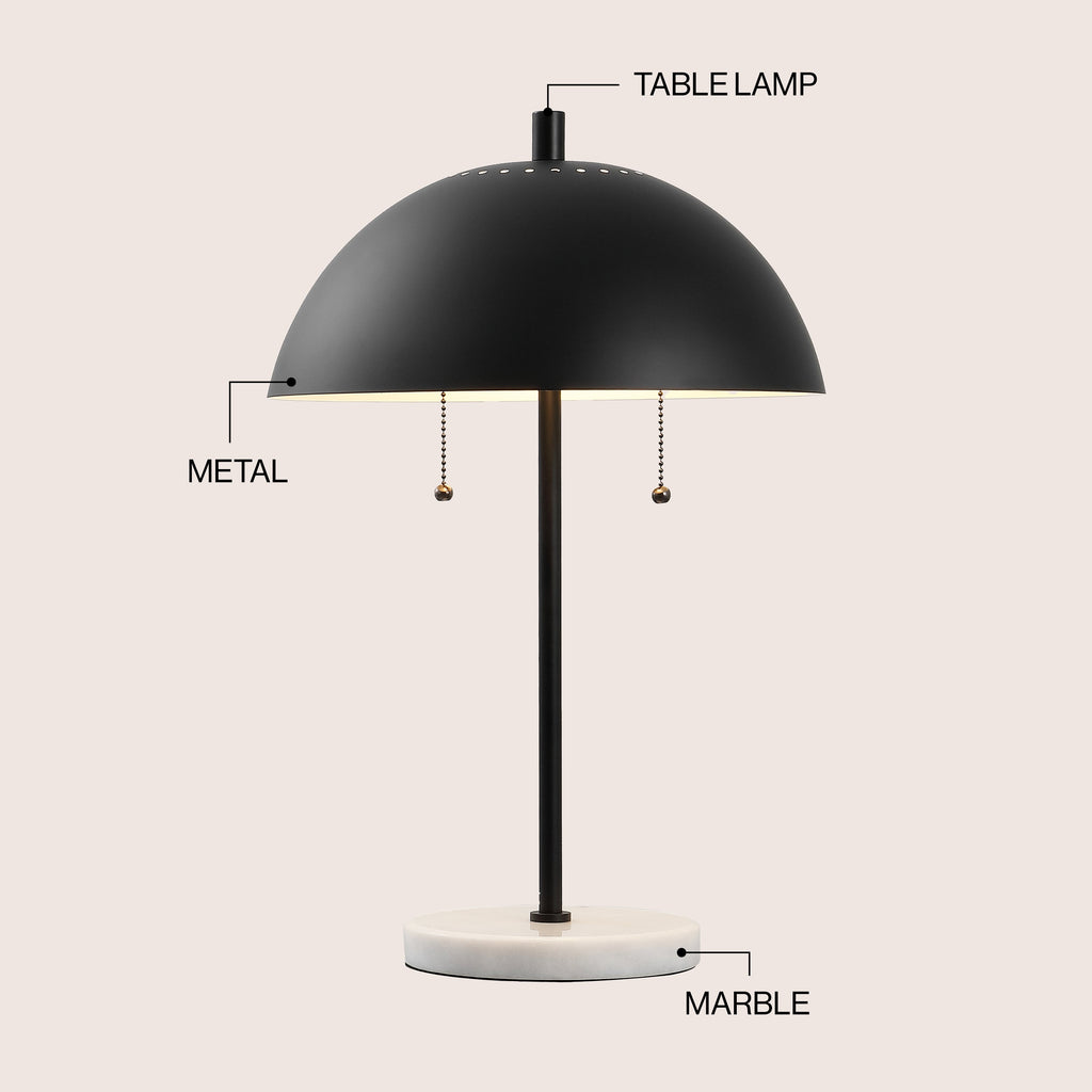 Ella 20.7 Dome Metal with Marble Base LED Table Lamp
