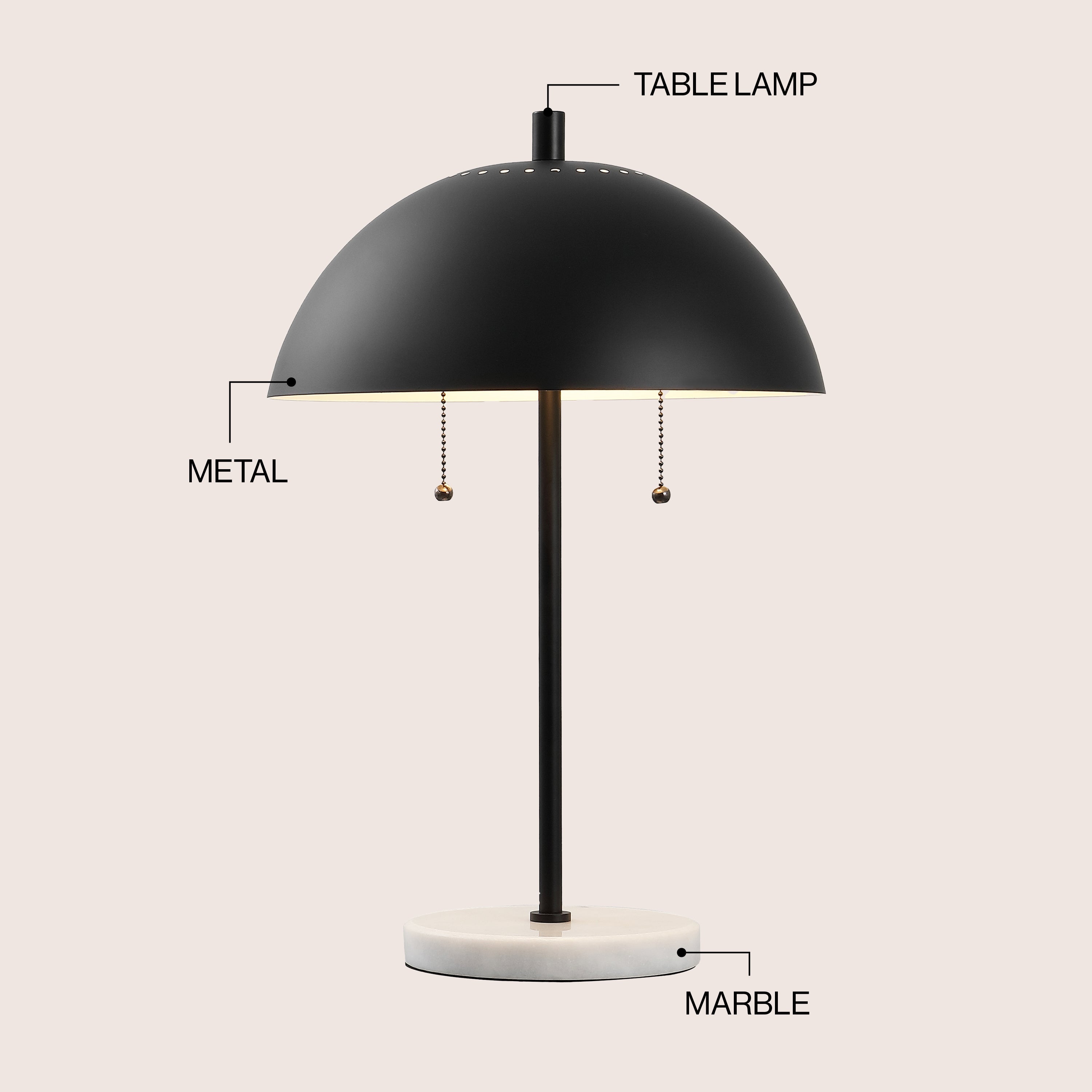 Ella 20.7 Dome Metal with Marble Base LED Table Lamp