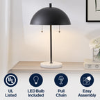 Ella 20.7 Dome Metal with Marble Base LED Table Lamp