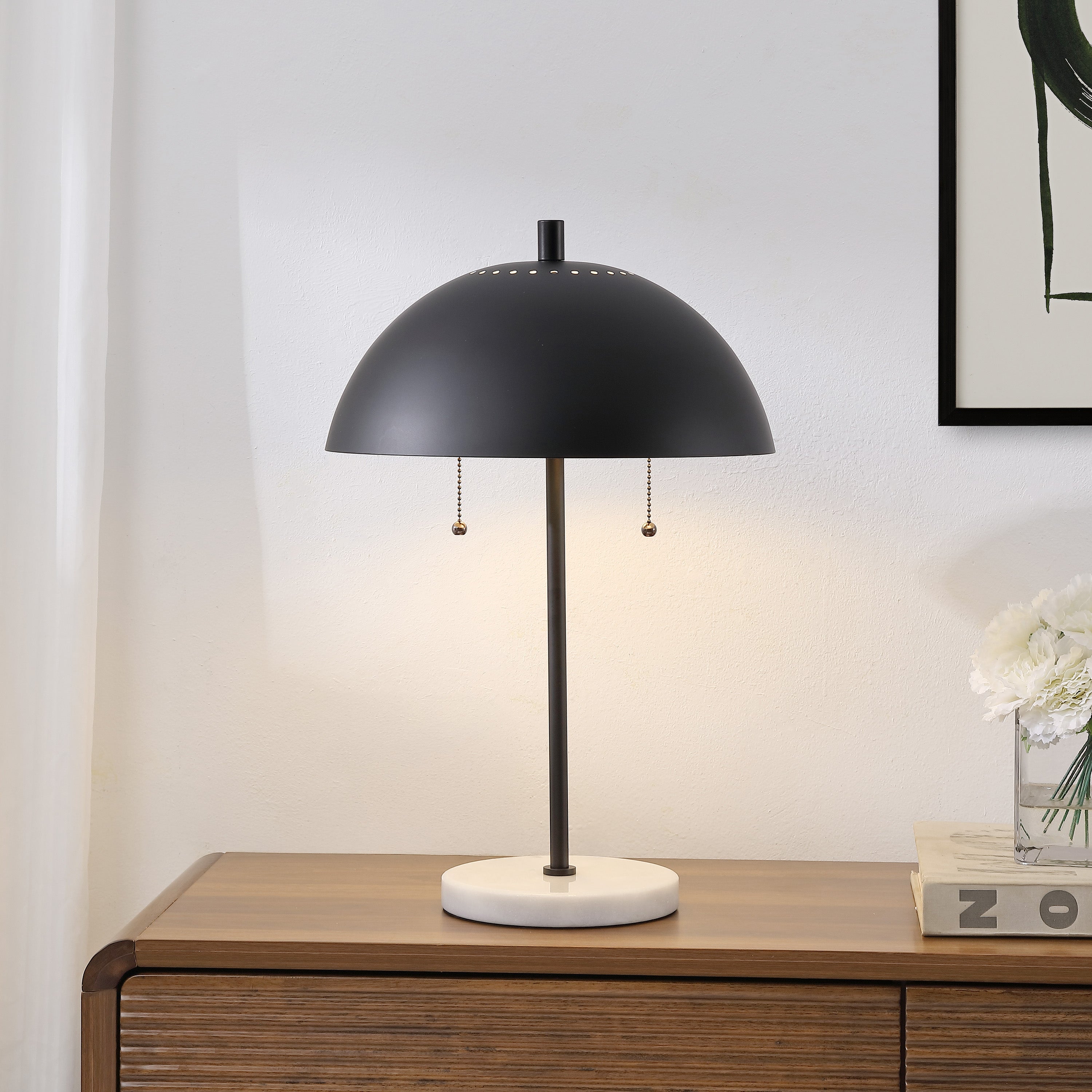 Ella 20.7 Dome Metal with Marble Base LED Table Lamp