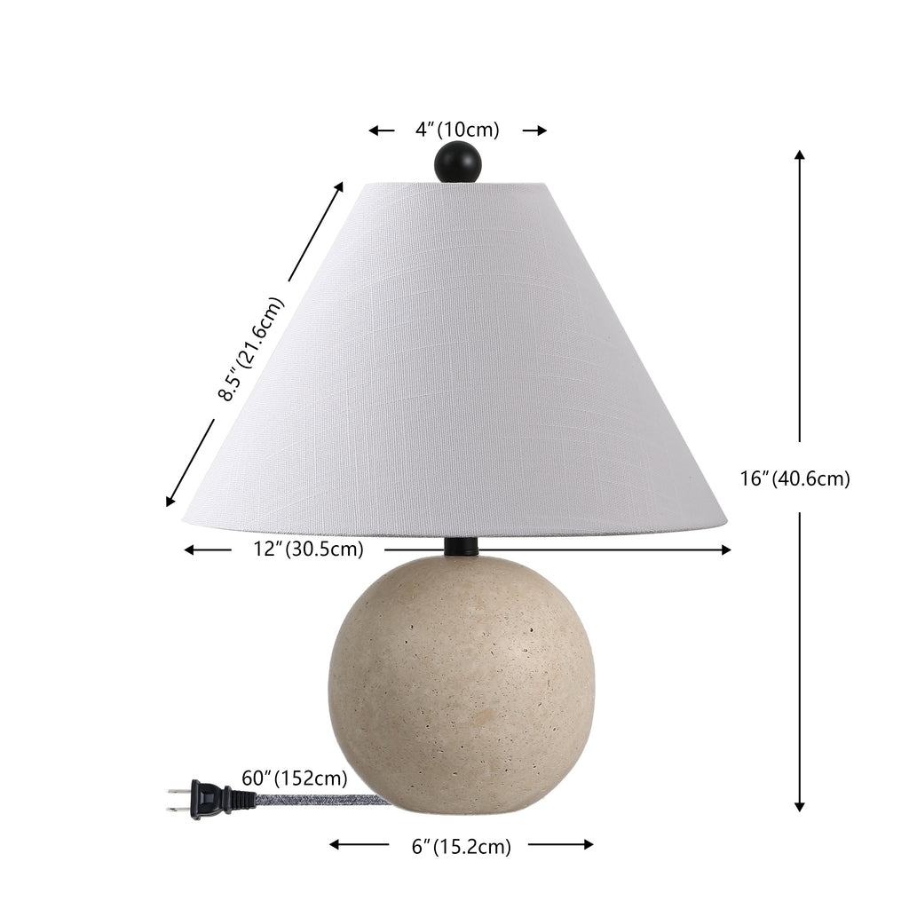 Liza 16 Modern Minimalist Travertine Globe LED Table Lamp