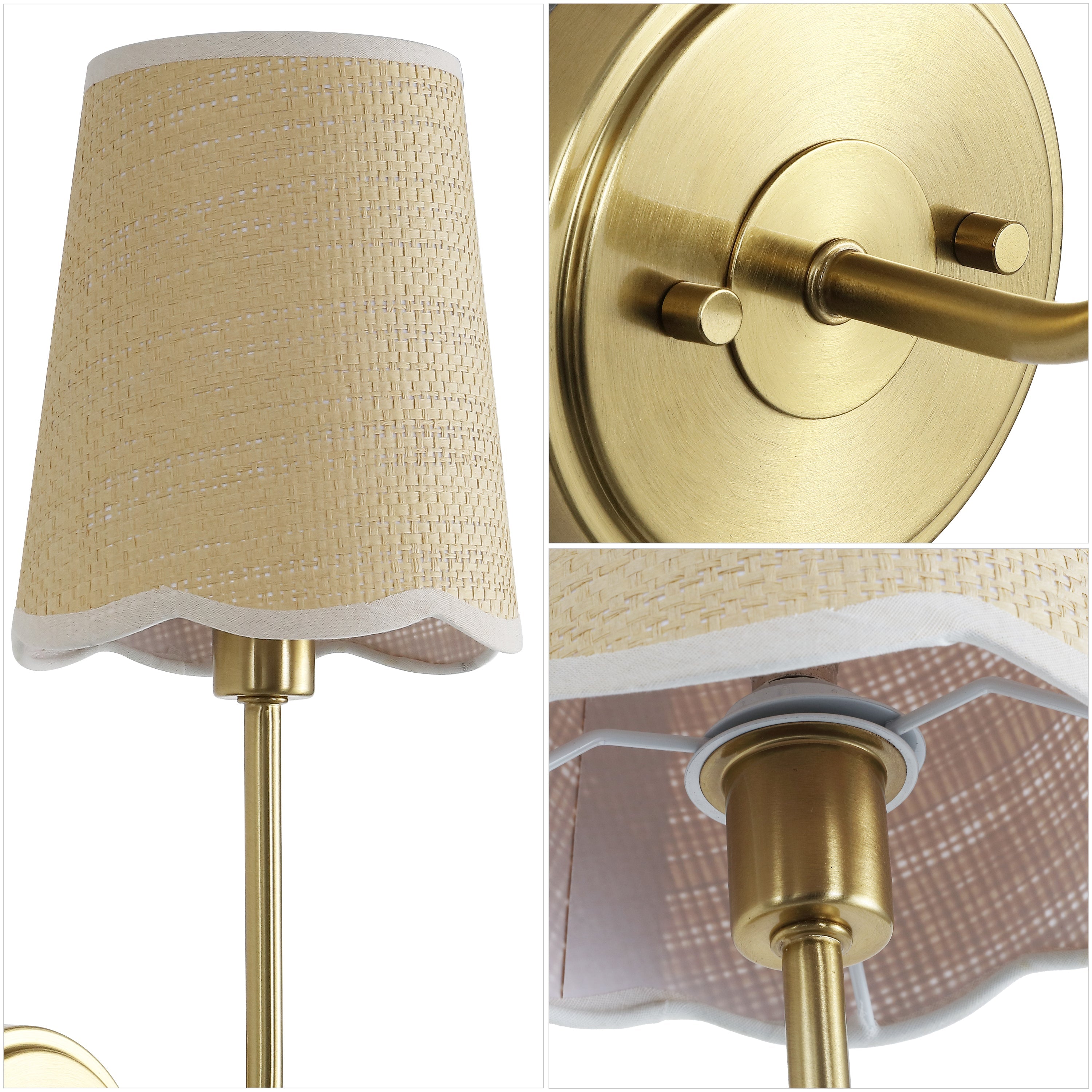 Lila Traditional Coastal Scalloped Fabric Shade/Metal LED Vanity Light