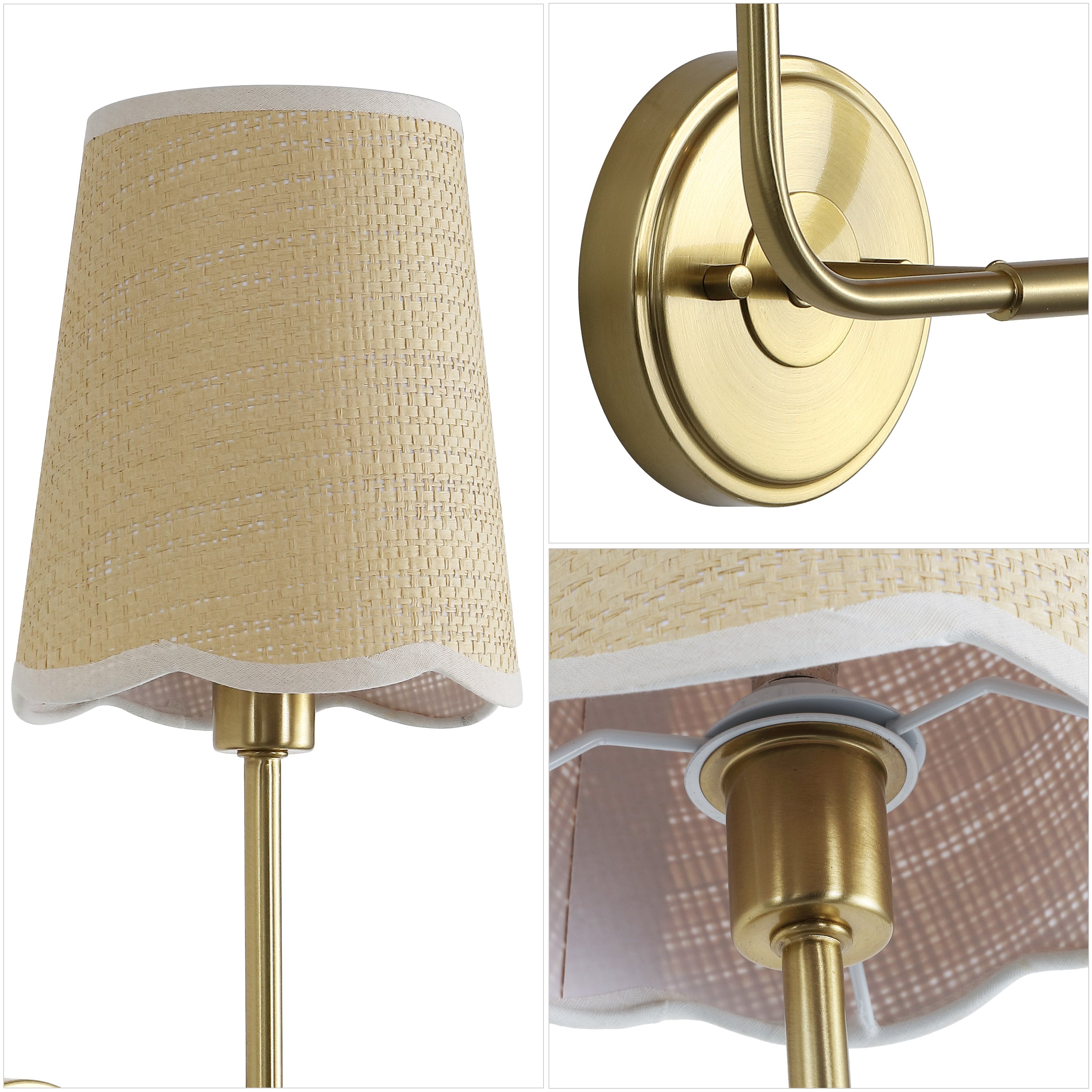 Lila Traditional Coastal Scalloped Fabric Shade/Metal LED Vanity Light