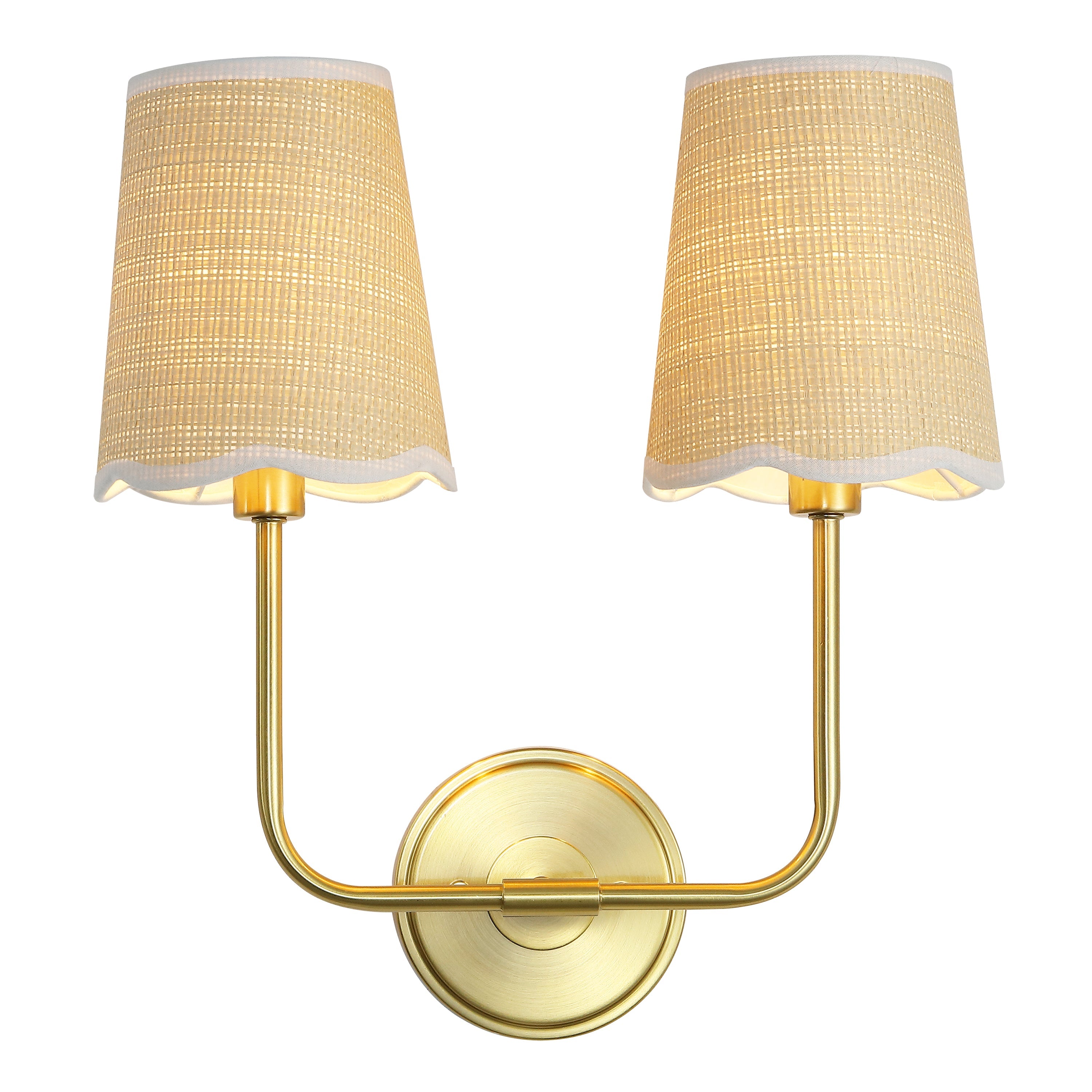 Lila Traditional Coastal Scalloped Fabric Shade/Metal LED Vanity Light