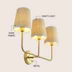 Lila Traditional Coastal Scalloped Fabric Shade/Metal LED Vanity Light