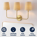 Lila Traditional Coastal Scalloped Fabric Shade/Metal LED Vanity Light