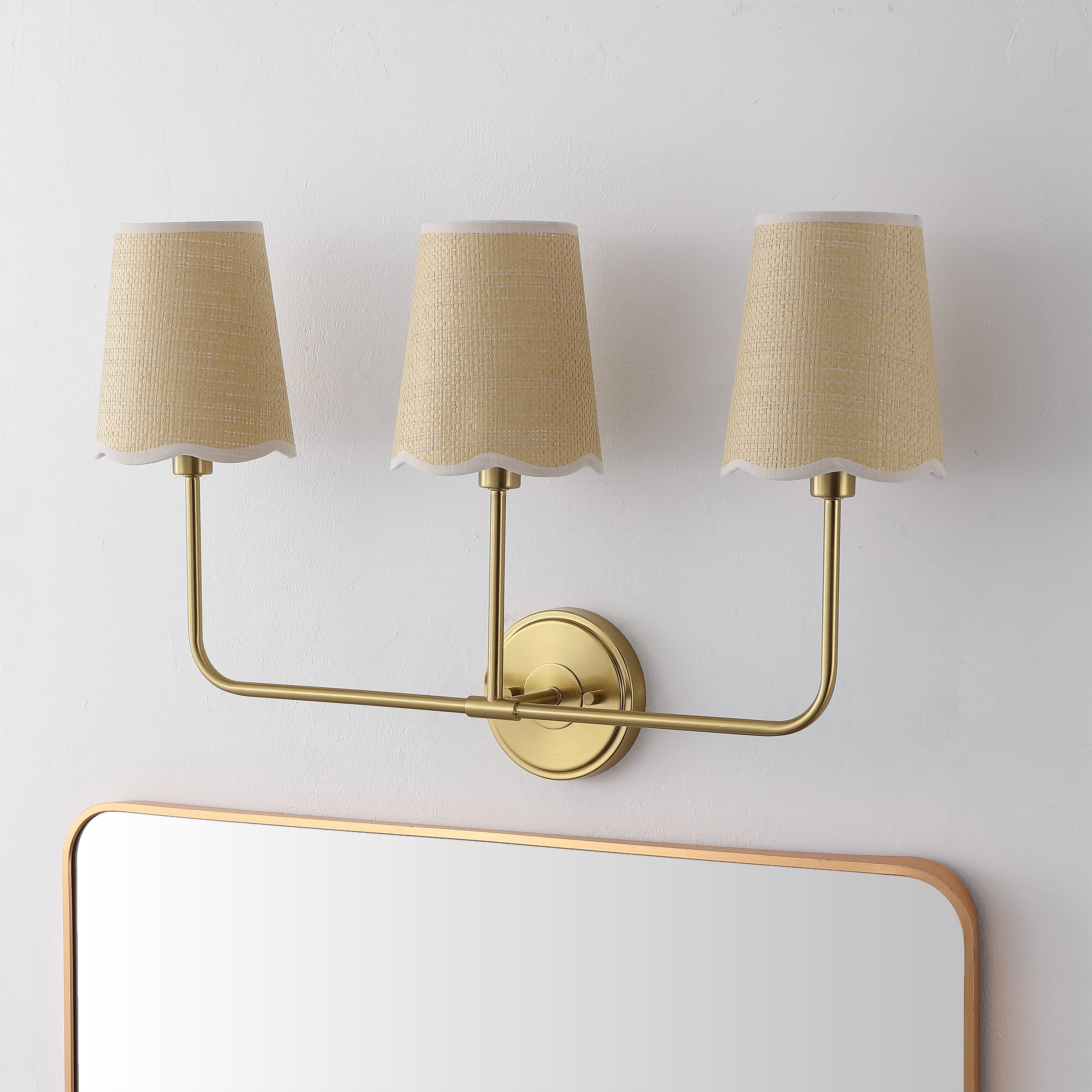 Lila Traditional Coastal Scalloped Fabric Shade/Metal LED Vanity Light