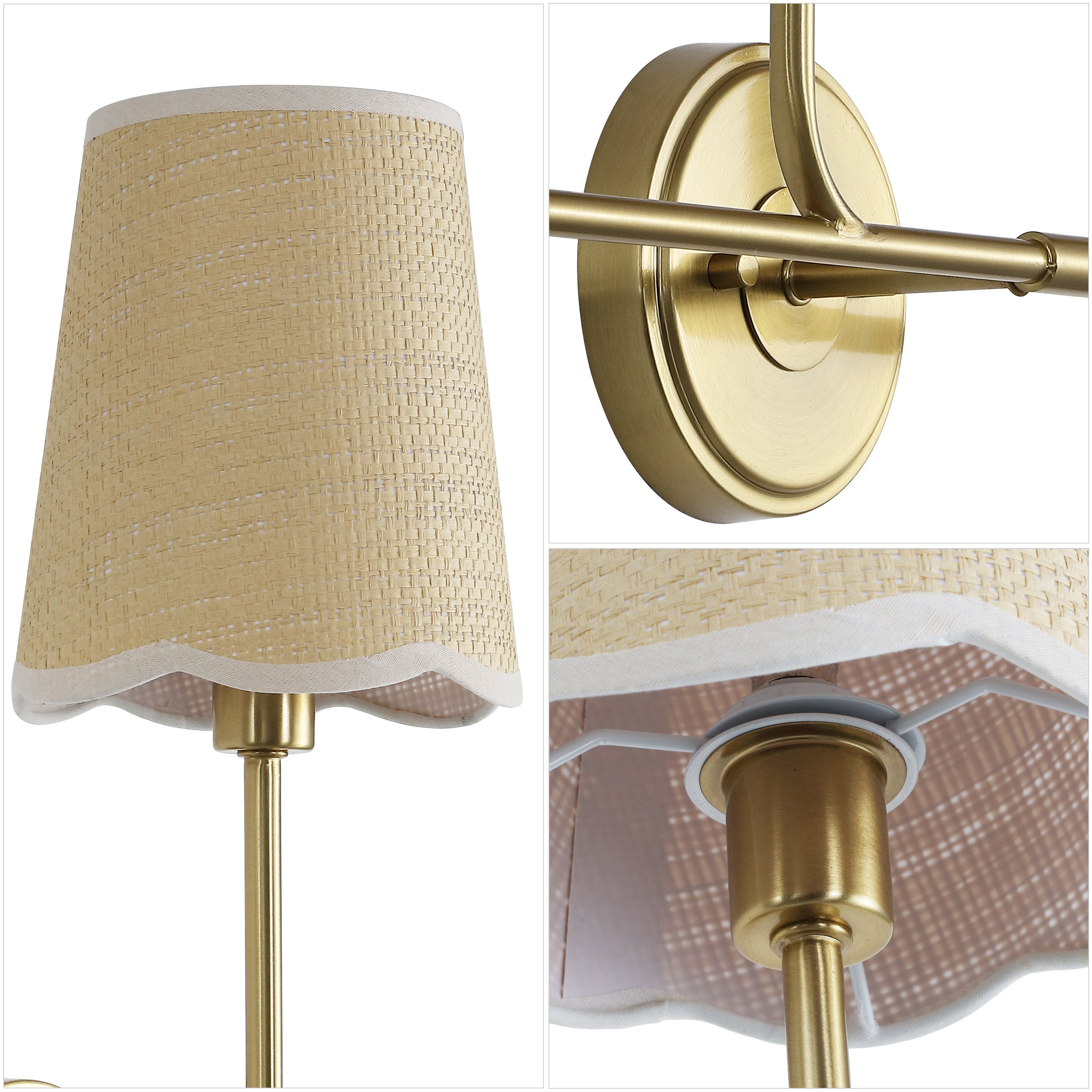 Lila Traditional Coastal Scalloped Fabric Shade/Metal LED Vanity Light