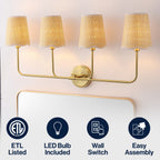 Lila Traditional Coastal Scalloped Fabric Shade/Metal LED Vanity Light