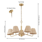 Libby 30 5-Light Modern Coastal Sleek Woven Rattan/Iron LED Chandelier