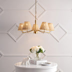 Libby 30 5-Light Modern Coastal Sleek Woven Rattan/Iron LED Chandelier